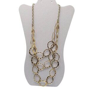 Erica Lyons Gold-Tone Hammered Oval Link Statement Necklace With Adjustable